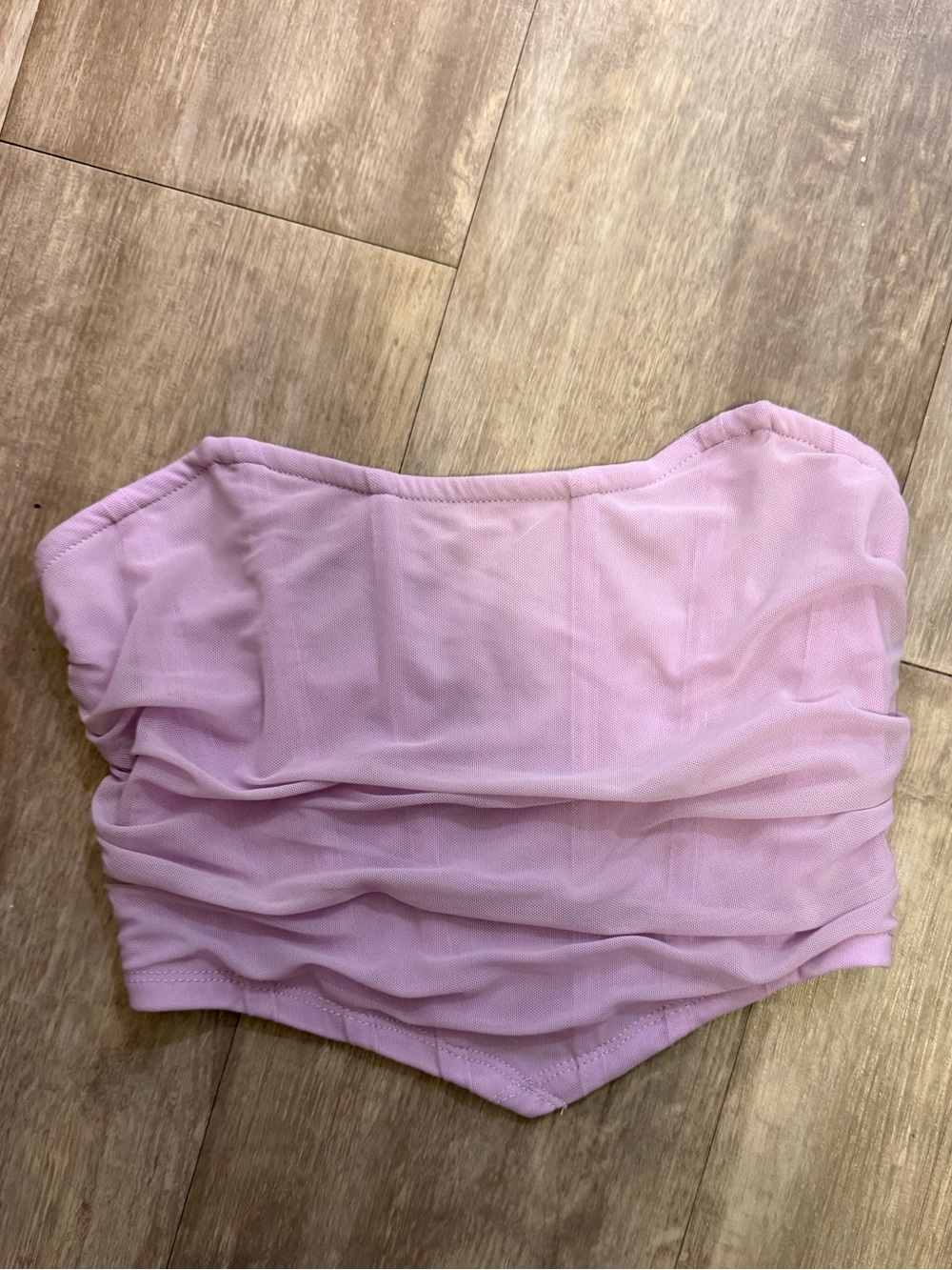 SHEIN Light Lavendar Ruched Strapless Corset Tube Top